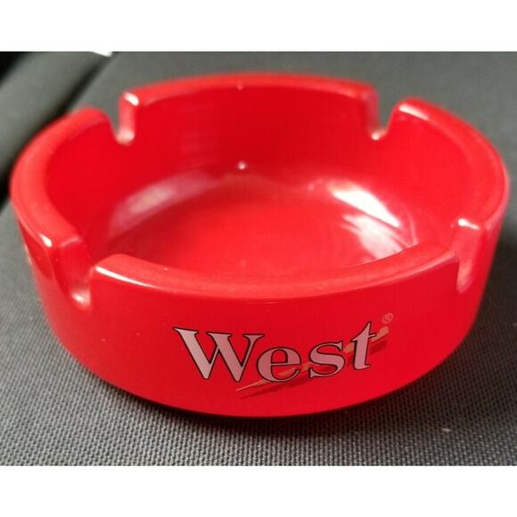 Vintage Red Glass West Cigarettes Ashtray 4" diameter Rare Find ARC France - Picture 1 of 7